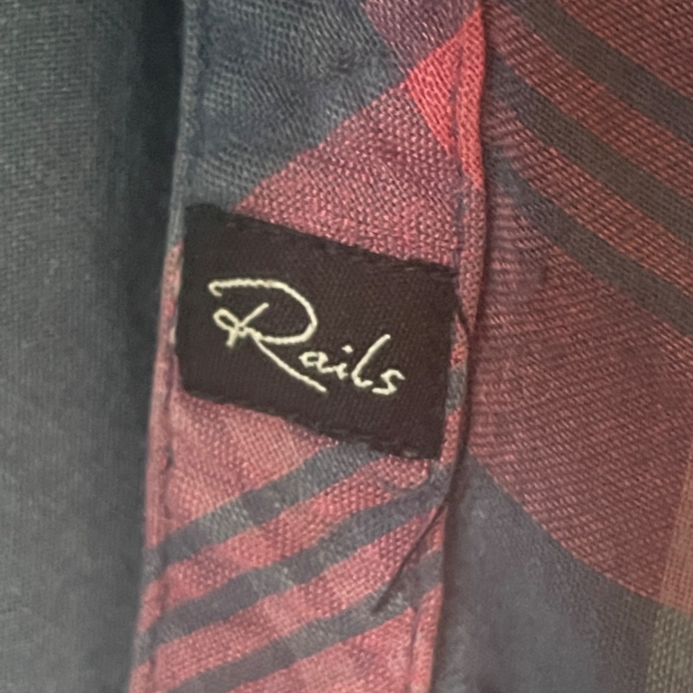 Softest Super Rails Red/Navy Plaid Button-Down L/… - image 3